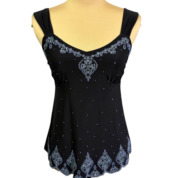 VTG Y2K Dressbarn Embellished Tank Top Sz M P Fairy‎ Whimsigoth Going Out USA - Picture 2 of 10